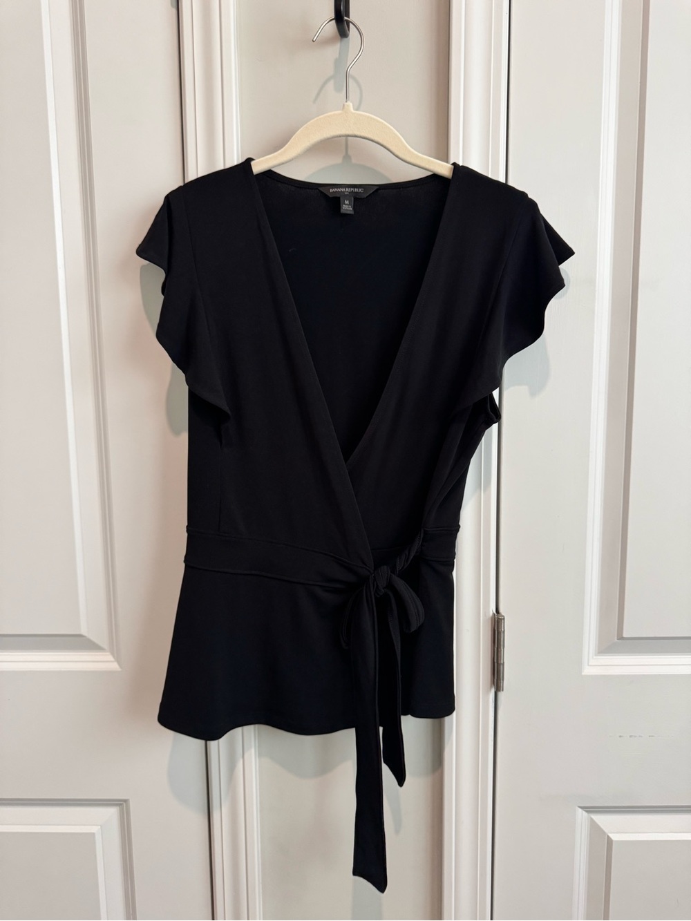 Banana Republic Factory Black Wrap Front Tie Top